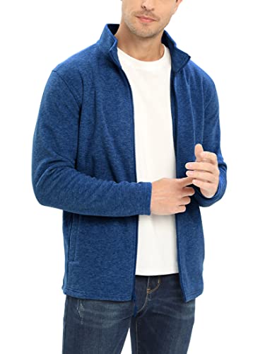 Tacvasen Fleece Jackets For Men Durable Comfy Long Sleeve Full Zip Coats With Pockets, Blue, L #TOP3