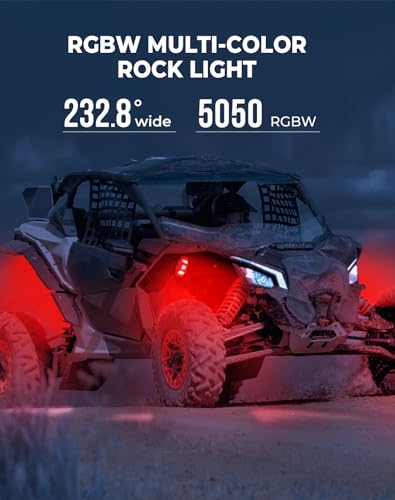 KEMIMOTO 6 Pods LED Rock Lights for Truck UTV, APP/RF Dual Control Underglow Multicolor Neon Light Pod Universal Lighting for ATV, Car, Golf Cart, RV, Compatible with Can-Am X3 Polaris RZR Sportsman