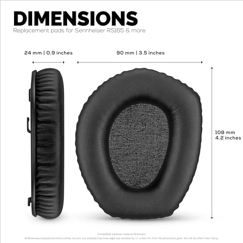 Image of Replacements Earpads for SENNHEISER RS165, RS175, RS185 & RS195 Headphones - Soft PU Leather & Foam Ear Pad for Additional Comfort, HDR165, HDR175, HDR185, HDR195 by Brainwavz (Black)