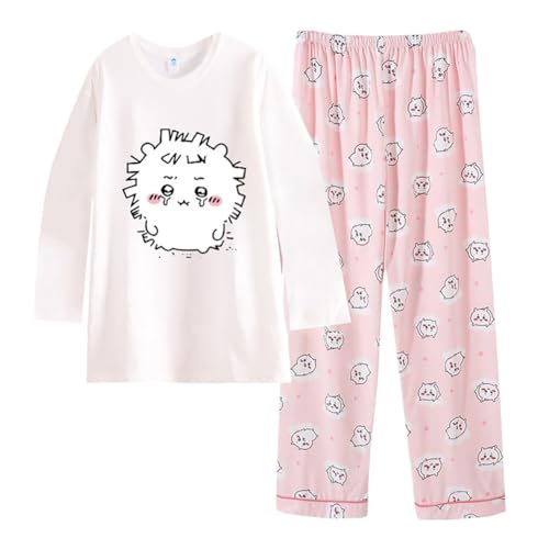 Cartoon Pajamas Set Women Girls 2 Piece Lounge Set Sleepwear Long Sleeve T Shirt and Lounge Pants Pjs Sets