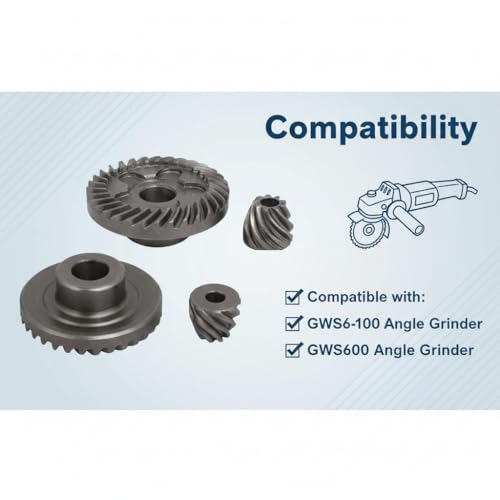 Image of Pioneer Abrasive Spiral Bevel Gear Set for GWS6-100 / GWS600 Angle Grinder | High Strength Replacement Gear Kit | Durable Pinion & Bevel Gears for Power Tools