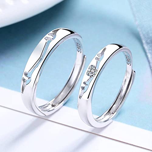 Bague ouverte élan argent S925 bijou réglable tendance - 5