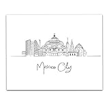 Mexico City Skyline Living Room Wall Decor, Black & White Wall Art, America Skyline Wall Pictures for Living Room, Bedroom Wall Decor Above Bed, Dining Room Wall Art, Pictures Wall Print (11x14 in)