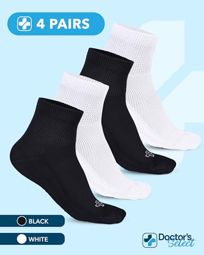 Doctor's Select Diabetic Socks for Men and Women - 4 Pairs | 1/4 Diabetic Socks Women | Neuropathy Socks for Men