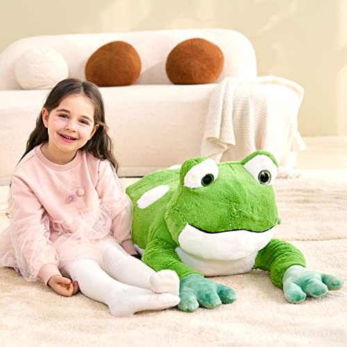 Ikasa Large Frog Stuffed Animal Plush Toy,Giant Frog Cute Jumbo Soft Toys,Huge Big Size Plushy Fluffy Fat Oversized Plushie,Gifts For Kids Girls Boys Girlfriend Childrens (30 Inches, Green) #TOP4