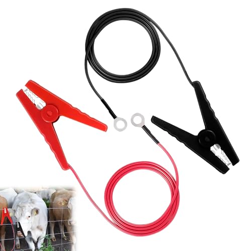 2PCS Electric Fence Wire Black Red for Reliable Power Transmission Electric Fence Connectors Not Easy to Break Long Lasting Electric Fence Leads with Alligator Clips 3Ft Electric Fence Connectors