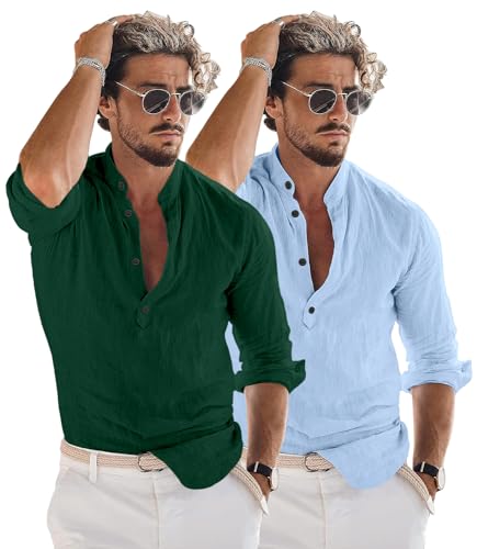 Image of Combo of Men Solid Cotton Blend Straight Kurta Shirt Pack of 2