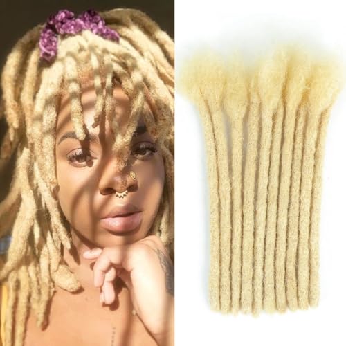 6 Inch Loc Extensions Human Hair 0.6CM Width Dreadlock Extensions for Men/Women Can Be Dyed Bleached Curled Full Handmade Permanent (6 Inch-30Strands,613#)