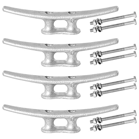 Dock Cleats 8 inch With Fastener,Hot Dipped Galvanized Cast Iron Boat Cleat Dock Boat Cleats, Rope Cleat Boat Dock Cleats Ideal for Boat Docks, Decks, Piers for Tying up Boats,Marine Decor (4 Pack) Cover