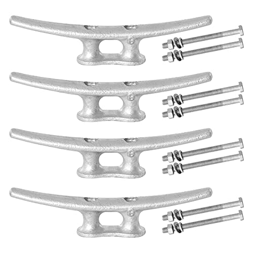 Dock Cleats 8 Inch With Fastener,Hot Dipped Galvanized Cast Iron Boat Cleat Dock Boat Cleats, Rope Cleat Boat Dock Cleats Ideal For Boat Docks, Decks, Piers For Tying Up Boats,Marine Decor (4 Pack)
