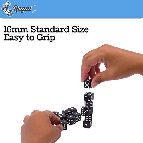 Regal Games - 6-Sided Urea Game Dice Set - Standard 16Mm Size - 100 Count - Black - Perfect For Group Events, Bulk Buying #TOP3