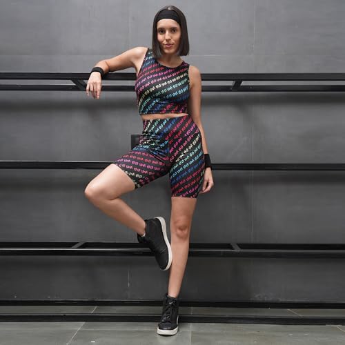 Image of SOIE Women Polyester Blend Sports Shorts High Waist Knee Length with Side Pocket Quick Dry Squat Proof Athleisure Shorts for Workout