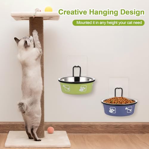 Cuenco Colgante para Gatos Uonlytech de Acero Inoxidable, Pack de 2 Comederos de 12cm con Gancho 8