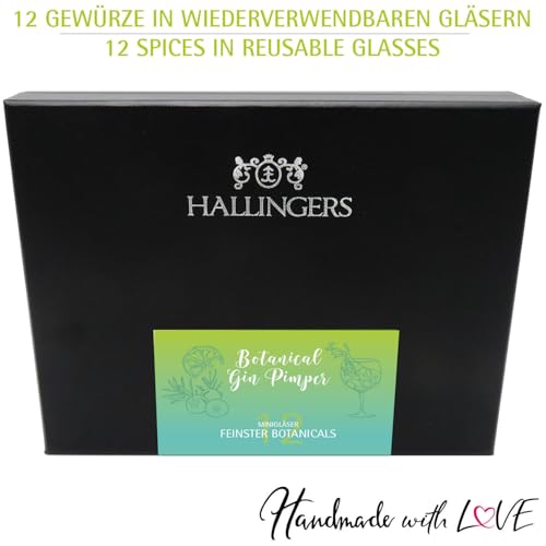 Foto von Hallingers Genuss Manufaktur Gin Botanicals Geschenkset – 12 Premium Botanicals & Gewürze in Glas, edle Box zum Verfeinern von Gin, perfekte Geschenkidee für Gin-Liebhaber, tz Geburtstag & Weihnachten