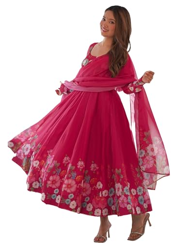 Costume indien Anarkali en organza doux pour mariages fêtes et grandes cérémonies d'été