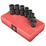 SUNEX TOOLS 3654 3/8-Inch Drive Standard Fractional Universal Impact Socket Set, SAE, 6-Point, Cr-Mo, 3/8-Inch - 3/4-Inch, 7-Piece