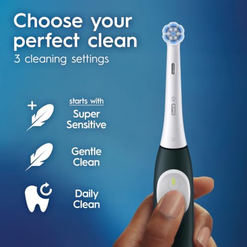Oral-B Rechargeable Electric Toothbrush, iO2 Starter Kit, 3 Cleaning Modes, Automatic Pressure Sensor to Protect Gums, 2 Brush Heads, Forest Green - image 5
