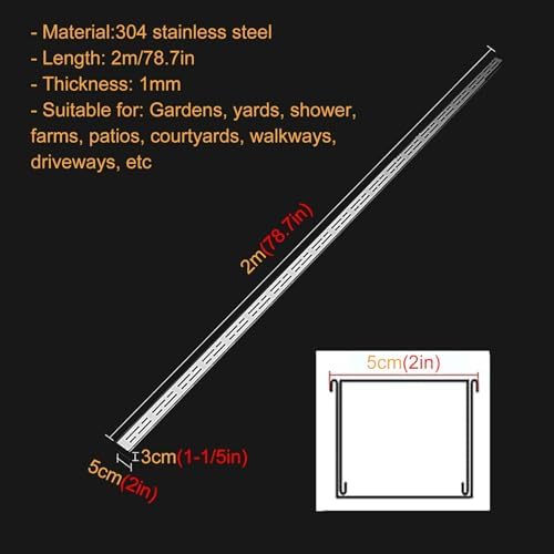 Stainless Steel Trench Drain Kit - Efficient Water Drainage Solution for Pool, Patio, Garage & Yard Areas - Durable, Easy Installation, Corrosion-Resistant Design