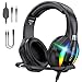 Krysenix PG1 RGB Gaming Headset für PS4, PS5, PC, Xbox,Switch, Kabel Gaming Kopfhörer mit LED Licht, Over Ear Computer Headset mit Noise Cancelling Mikrofon und 3,5 mm Klinke,Tief schwarz