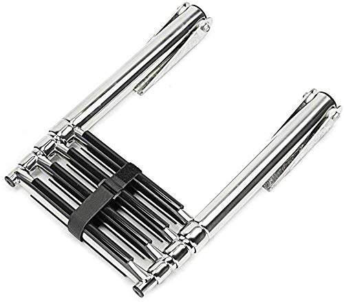 Hoffen 4 Step Ladder Stainless Steel Telescoping Extendable Ladder 600 Pound Capacity