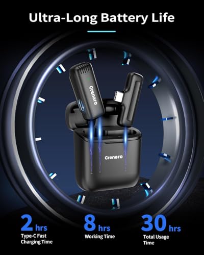 Image of GRENARO Wireless Mic for YouTube, 3-Level Adjustable MicNoise Reduction Lapel Mic with Charging Case, Wireless Mic for Video Recording, YouTube, Facebook, Video Production (Single)