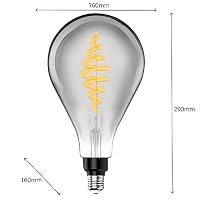 NCC-Licht LED Spiral Filament A160 BigDrop 8,5W = 20W E27 Rauchglas 200lm extra warmweiß 1800K DIMMBAR – Ansicht 2