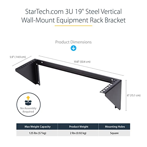 Startech.com 3U Wall Mount Patch Panel Bracket - 19 In - Steel Vertical Patch Panel Mounting Rack For Networking Equipment (Rk319Wallv) #TOP2