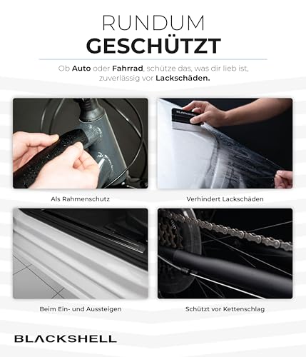 Blackshell® Universal Lackschutzfolie transparent 10cm x 100cm Folie selbstklebend als Auto Folie, Motorrad Folie, Fahrrad Schutzfolie - universal einsetzbar auf Allen glatten Oberflächen