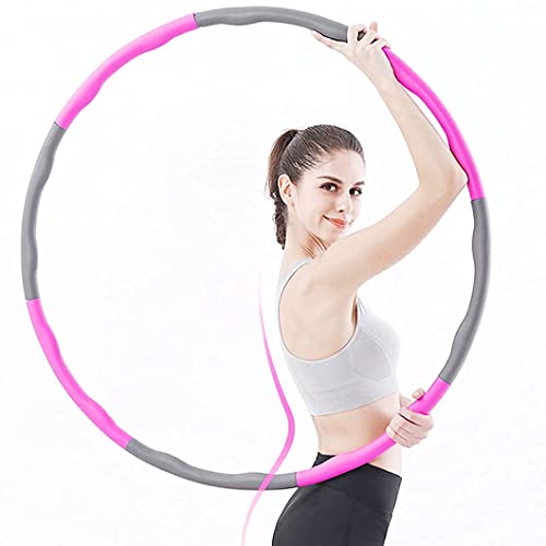 haihaz,Hula Hoop Professionale, Regolabile Hula Hoop Dimagrante,Pneumatico Fitness per Adulti,Pneumatico Fitness per Adulti,Cerchio Hula Hoop, 8 Sezioni Cerchio di Fitness Hula Hoop Rosa/Grigio