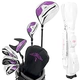 WORLD EAGLE 初心者向け 女性用 ゴルフクラブセット 右利き用 6本 CC15クラブケース(WHITE) ヘッドカバー付き ハーフ レディースクラブセット クラブカラー:ブラックプラム 【ティアベル】