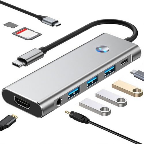 USB C HUB - Adattatore Espansione USB C per Computer e Laptop,Stazione Adattatore con Multiple Porte per Ufficio Casa Studenti Appassionati Tecnologia Riunioni