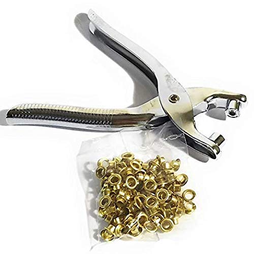 SHB Grommet Eyelet Setting Plier with 100 PCS Gold Eyelets Grommets, Grommet Tool Kit for Leather|Clothes|Shoes|Fabric|Belts