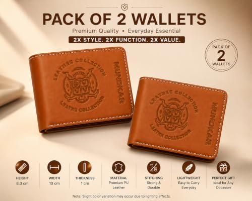 Image of Small Mini Size Tan Wallet for Men and Boys. Pack of 2 Wallets Combo