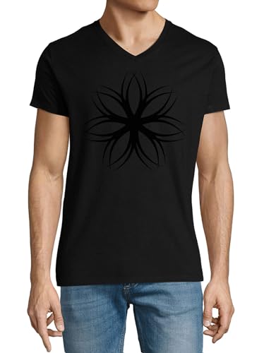 T-shirt Merkaba noir col V en coton idéal pour vos sorties urbaines