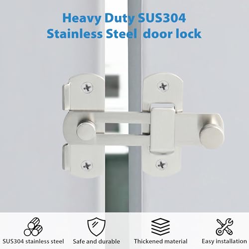 Image of Alise 2Pcs 4 inch Flip Latch Gate Latches, Safety Door Lock for Barn Wood Fence Sliding French Doors,Heavy Duty SUS304 Stainless Steel Gate Hardware Brushed Nickel MS9500LS-2P (Pack of 2)