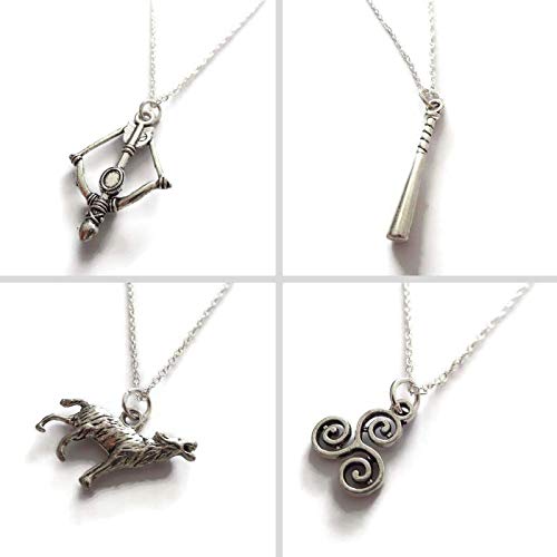 HandmadeSarcasm is my only defense quote card jewellery gift, TRISKELION silver alloy charm necklace, tv wolf themed fantasy birthday Xmas jewellery present