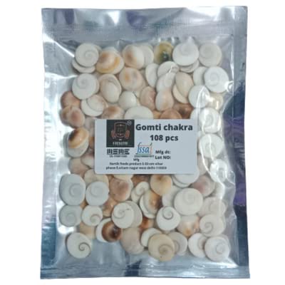 FRENUTRI Natural Original White and Brown Gomati Chakra for Good Luck | Pooja Article | Pure Natural Shell Gomatichakra for Good Luck 108 pcs