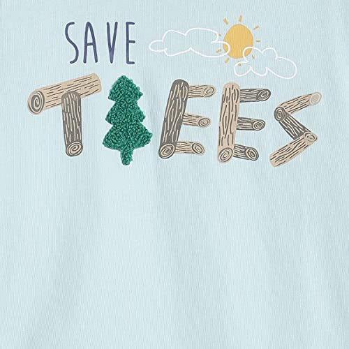 Image of miniklub Boys Blue Brown Typography Printed Pure Cotton T-Shirt