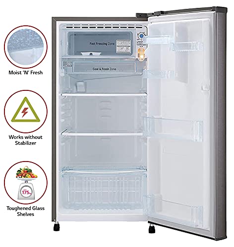 Image of LG 188 L 3 Star Inverter Direct-Cool Single Door Refrigerator (GL-B191KDSX, Dazzle Steel)