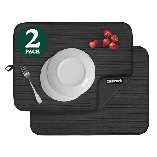Cuisinart Dish Drying Mats for Kitchen Counter 2 18 x 24 Ultra Absorbent Dish Drying Mat XL Foldable Machine Washable Fast Drying Dish Mat Horizontal Stripes