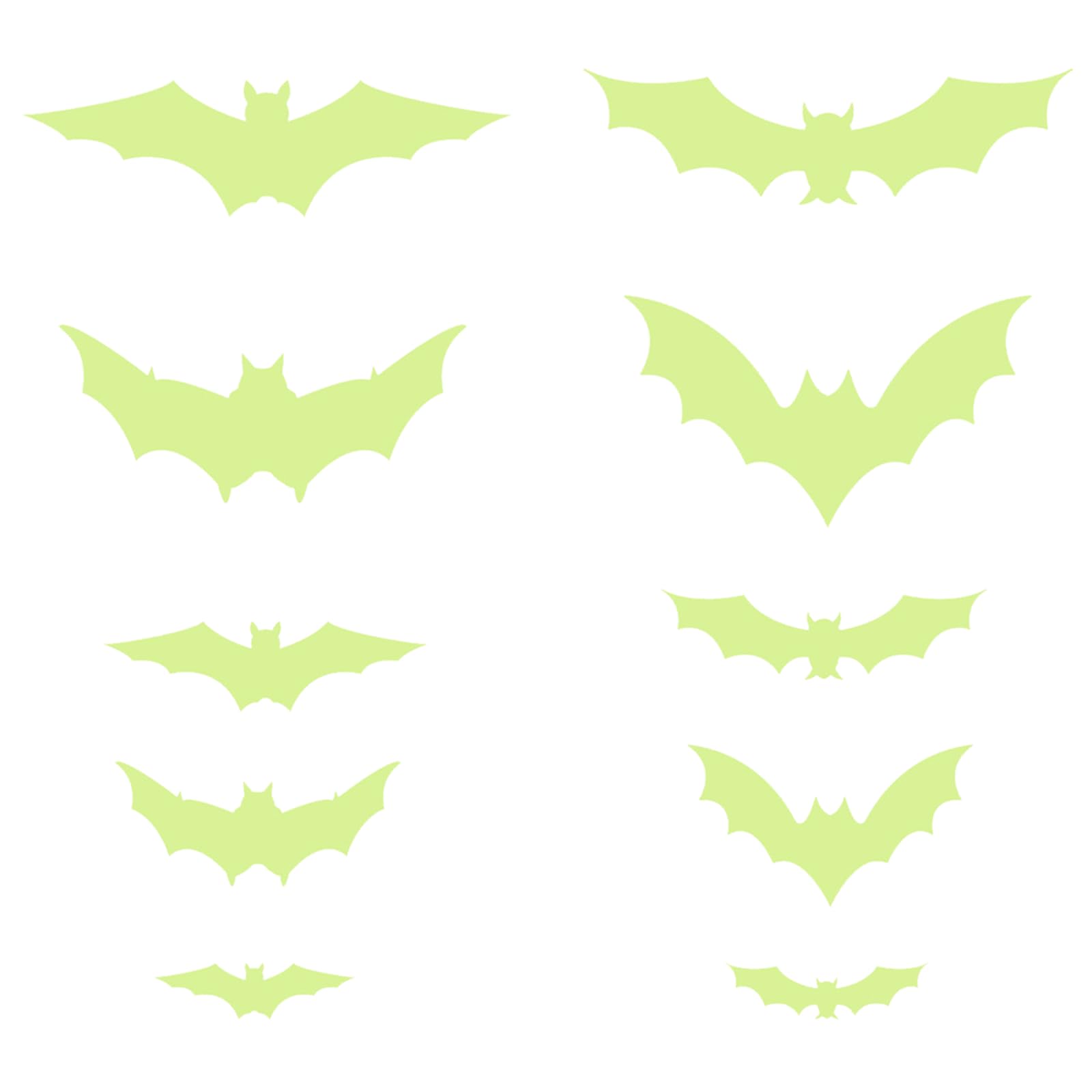 Tsophreniq Of 12 Noctilucent Bat Wall Decals Realistic Flying Pose Bat Window Stickers for Halloween Decorations Window Decorations