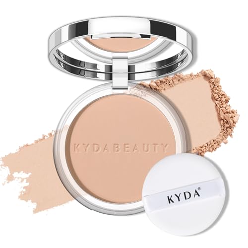 KYDA Mineral Powder SPF 35, 4-in-1 Pressed Mineral Powder, Matte Setting Powder with Concealer and Foundation, Lightweight Flawless Coverage, Skin Care Formula, Medium