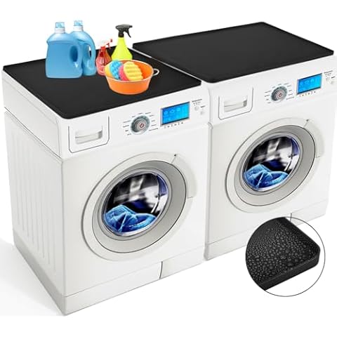 2PCS Washer and Dryer Top Protector Mat, Silicone Rubber Washer Dryer Top Covers, Anti-Slip Mat for Top of Washer and Dryer, Washing Machine Cover Dryer Mat for Laundry Kitchen Home (23.6" x 23.6") Cover