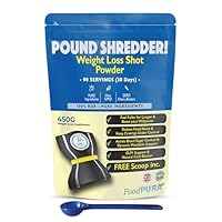 FoodPURA Pound Shredder! Weight Loss Shot Powder Support Supplement 90 Servings 30 Days Carb Blocker + Appetite Suppressant + Fat Burner + Blood Sugar Control + Metabolism Booster