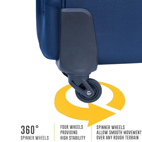 20+24" Travel Luggage Set with Backpack, Lightweight Spinner Suitcase and Carry On Bag, Durable Fabric, 360° Wheels, Blue4