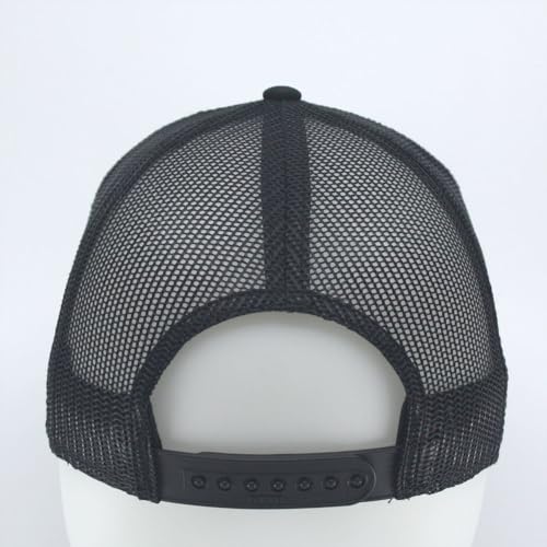 The Vintage Year Plain Cotton Twill Flat Brim Mesh Adjustable Snapback Trucker Baseball Cap (Black B)