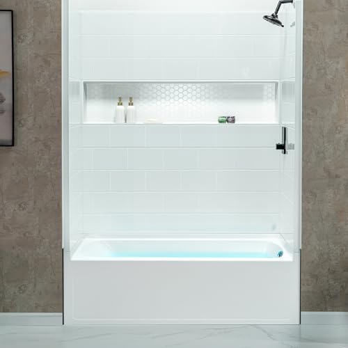 WOODBRIDGE 60” x 32” Alcove Soaking Bathtub in white with Right-Hand Drain Hole