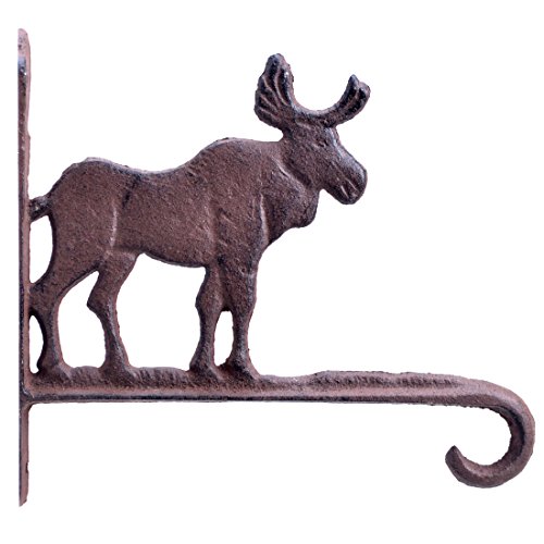 Moose Plant Hanger Flower Basket Hook Brown Cast Iron 7.25