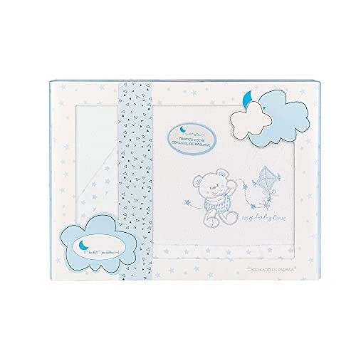 Interbaby Sabanas Invierno Coralina Coche - Capazo- (Bajera+encimera+Funda Almohada) (Baby Love BCO Azul)