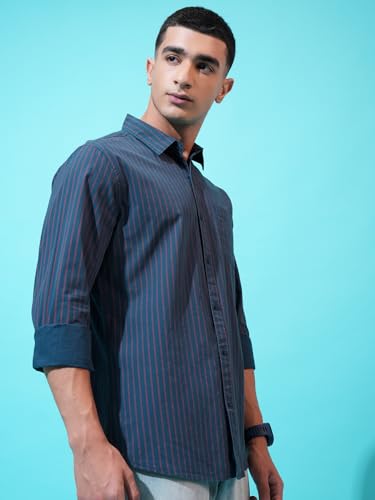 Image of Highlander Men's Slim Fit Striped Shirt | Full Sleeves | Everyday Wear Stylish Shirt for Men